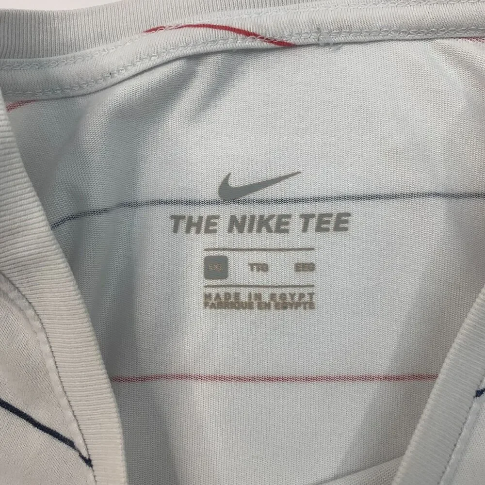 Nike Team USA T Shirt Mens 2XL XXL White Cotton Blend Striped Short Sleeve *READ